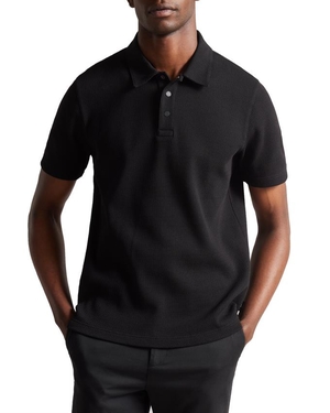 Polo Ted Baker Short Sleeve Regular Fit Textured Noir Homme | MDE-54062623